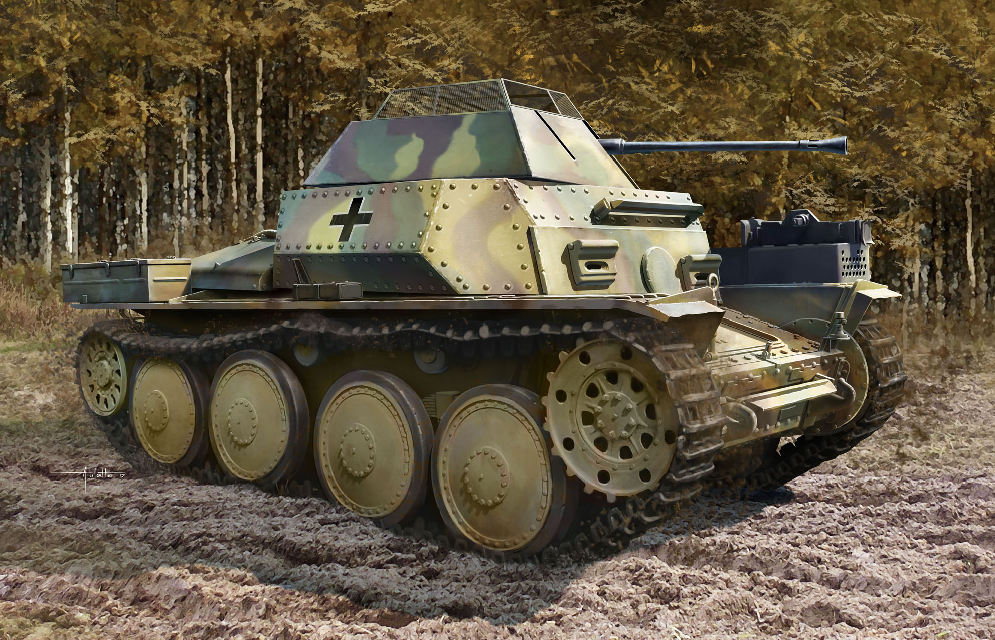 Немецкий легкий танк. SD KFZ 140/1. Aufklarungspanzer 38(t). Aufklarungspanzer 140. Разведывательный танк 140/1.
