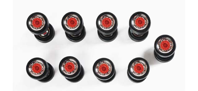 Herpa 052603 Guide E Ruote Gemellate Trattori - 5 Set In Scala 1:87 H0 - Cromato/Rosso
