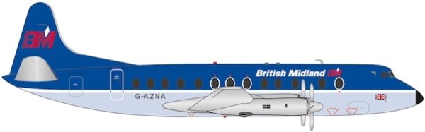 Herpa 559591 Vickers Viscount 800 British Midlands