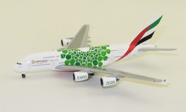 Herpa 533522 Airbus A380 Emirates Expo 2020 Dubai "Sustainability"